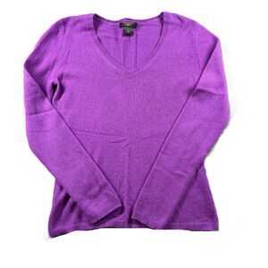 Ann Taylor Cashmere Sweater V-Neck Preppy Academia Girly Soft Purple Small I129